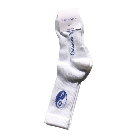 OUTDOOR VOICES NIP Unisex Full Cushion White Blue Graphic Crew Socks - Picture 14 of 15